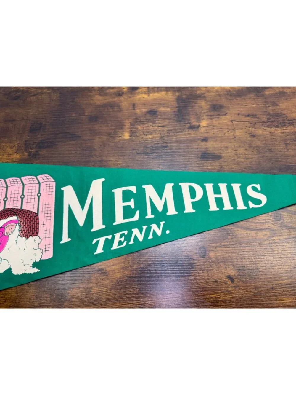 Vintage Memphis Tennessee Souvenir Felt Pennant With Cotton Picker 27 inches